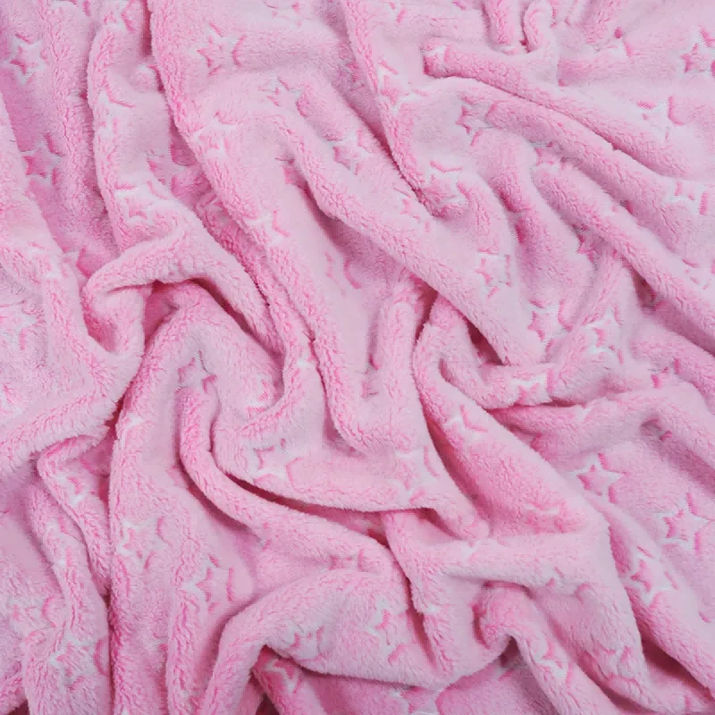 Flanel Coral Fleece imprimat în relief multicolor