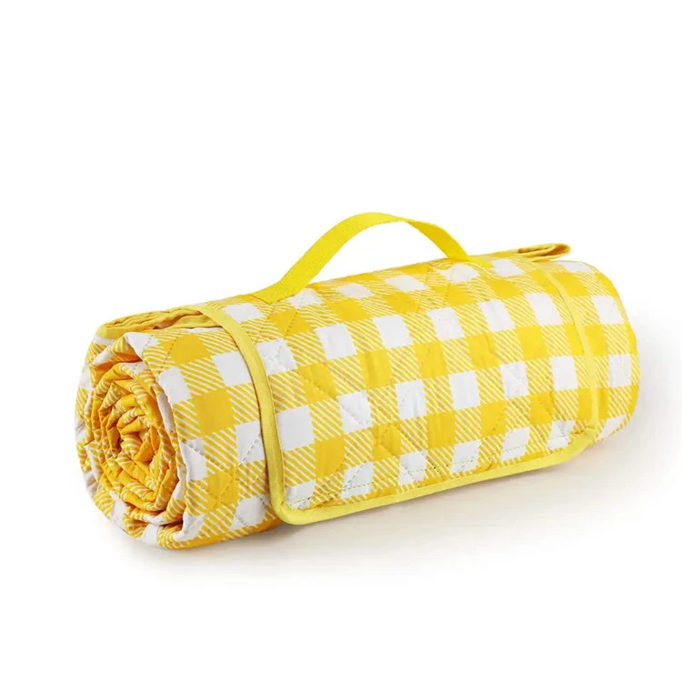 Pătură de picnic în carouri galben 100% poliester