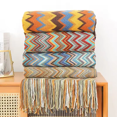 Jacquard aruncă pătură de ciucuri